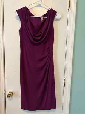 Signature by Sangria Sleeveless Cowl Neck Midi Dress in Plum